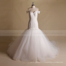 Sweety Cap Sleeves Mermaid Lace Applique Illusion Back Beading Wedding Gown
